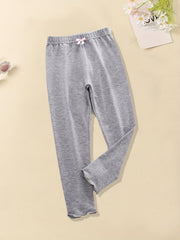 Kid Girls 4 Piece Bow Knot Front High Elastic Waist Leggings Pants