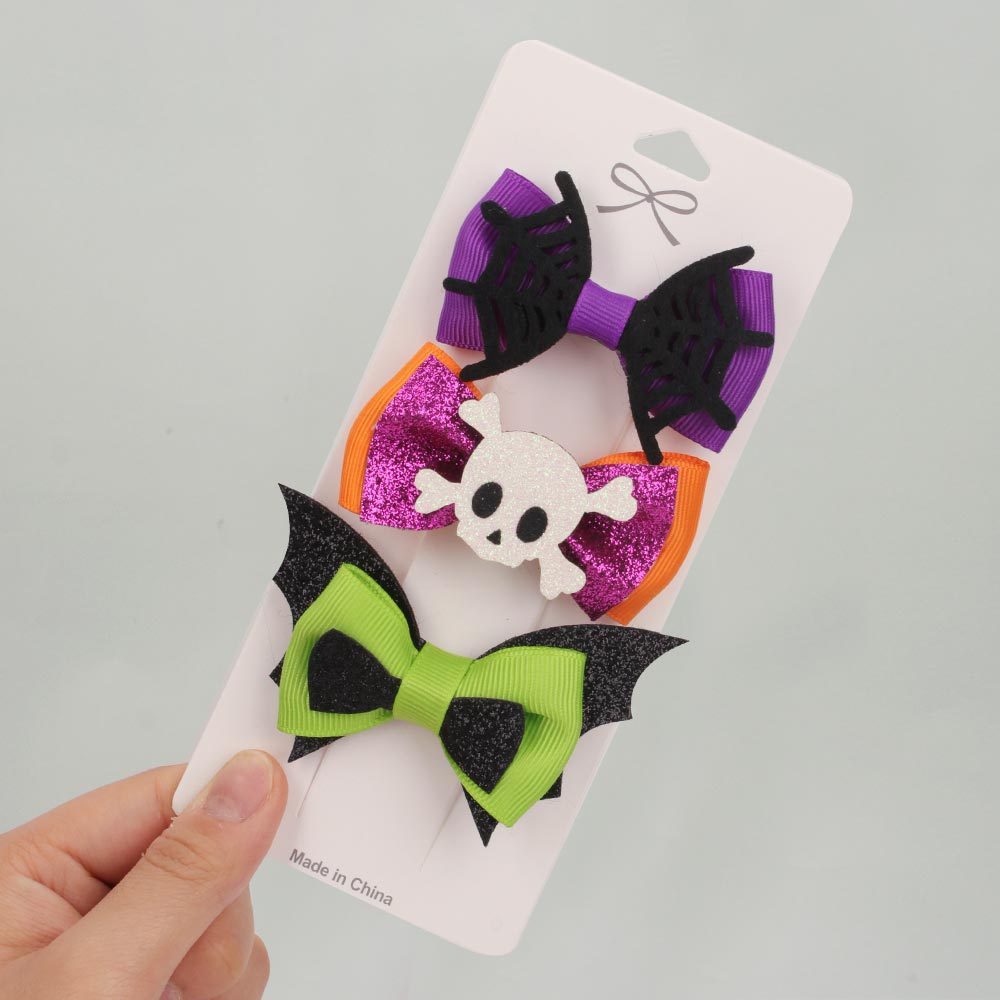 3pcs Cartoon Bat Hairclip Bow Halloween Hair Accessories