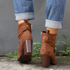 Women's Cross Strap Heeled Ankle Boots