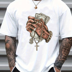 Money Print Men's T shirt, Round Neck Short Sleeve Tops