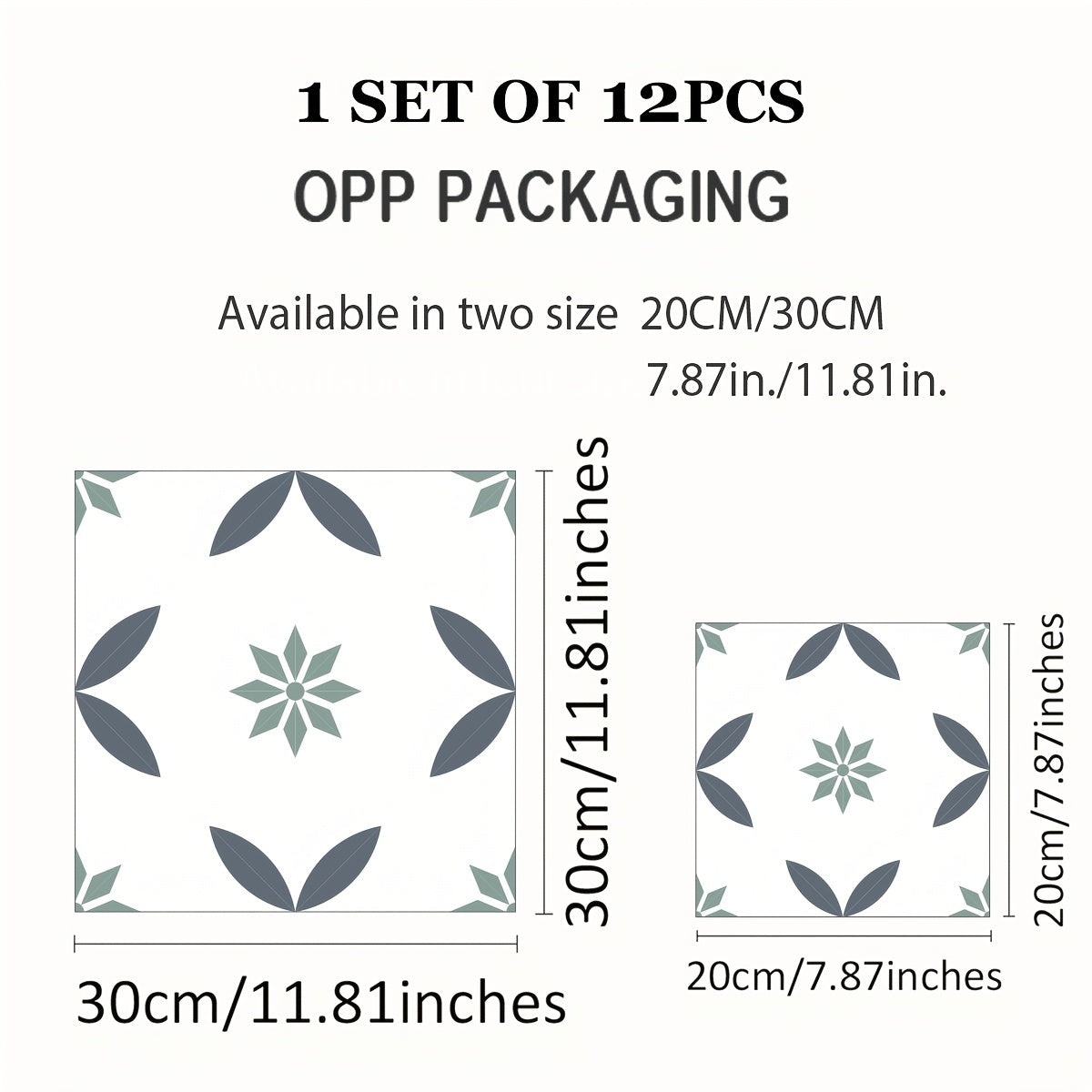 Boho Floor Stickers Waterproof Self-adhesive Tile Stickers 12pcs