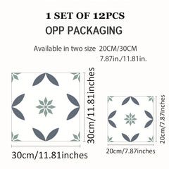 Boho Floor Stickers Waterproof Self-adhesive Tile Stickers 12pcs