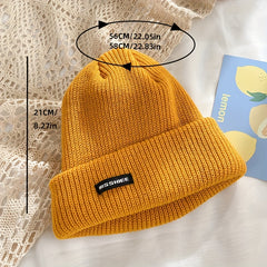 Label Patch Candy Beanie Coldproof Knit Hat