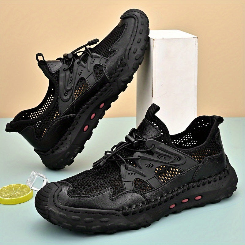 Men's No Tie Slip On Mesh Sneakers Adjustable Draw String