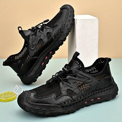 Men's No Tie Slip On Mesh Sneakers Adjustable Draw String