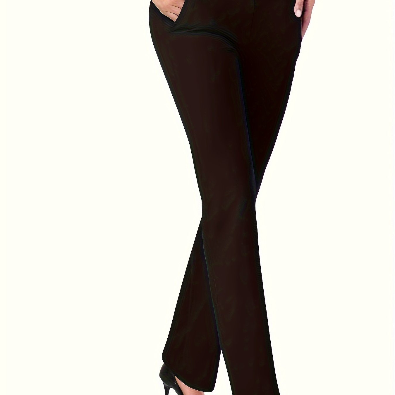 Women's Plus Solid Flared Leg High Waisted Pants