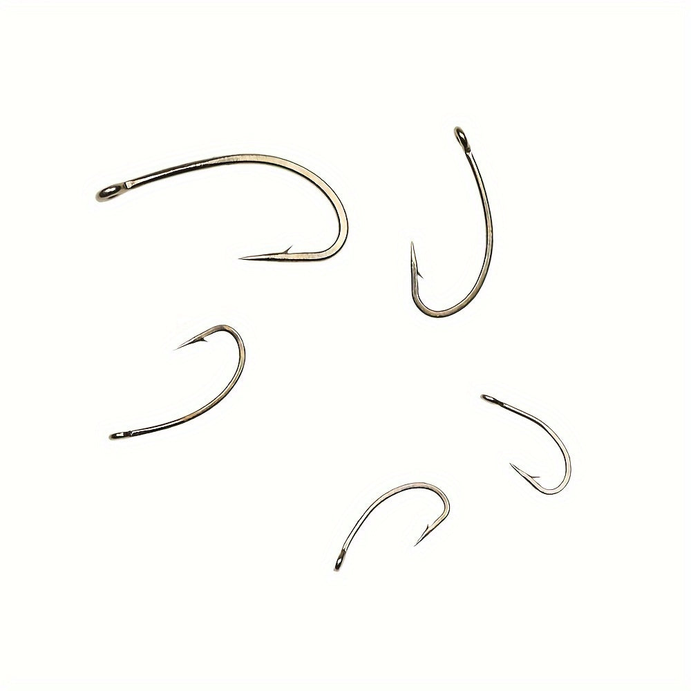 100pcs High Carbon Steel Fly Tying Hooks Barbed Curved Hooks Fly Fishing