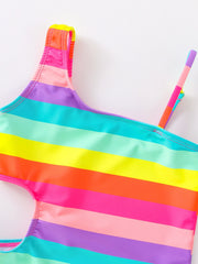 Toddler Girls Rainbow Striped One Piece Swimsuit