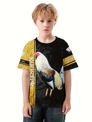 Rooster 3D Print Kids T shirt Boys Summer Lightweight Casual Top