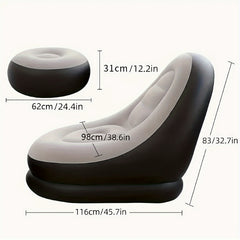 European/American Style Inflatable Sofa w/ Foot Pad, Lazy Sofa Flocking Bed