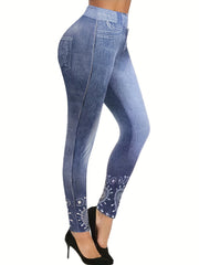 Women's Plus 3D Print High Rise Skinny Leggings