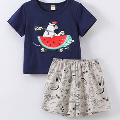 Boys Bear Watermelon Car Outfit T shirt & Shorts Summer Kids Clothes
