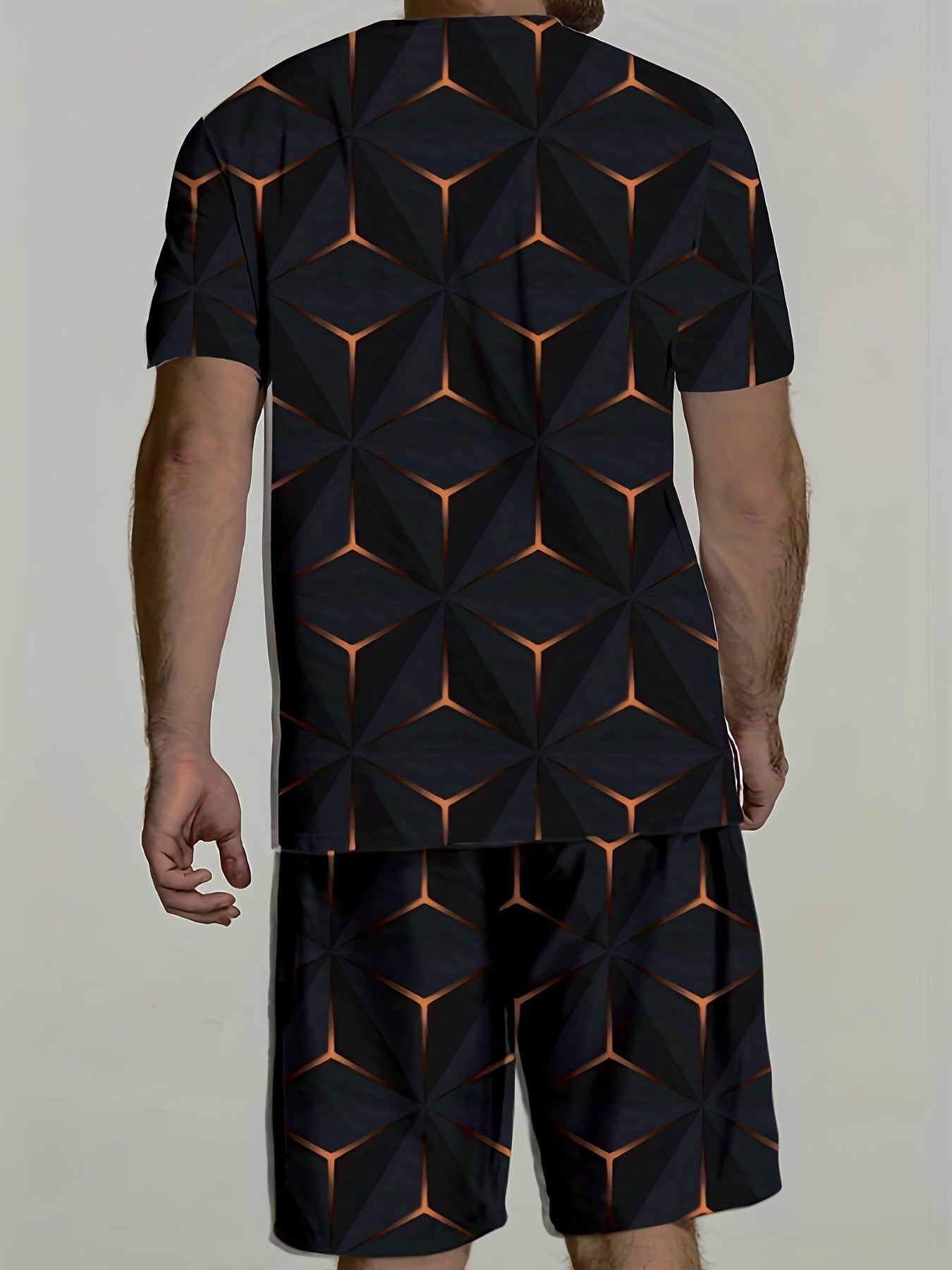 Men's 2 Piece Outfits 3D Pattern T-Shirt & Drawstring Shorts Set