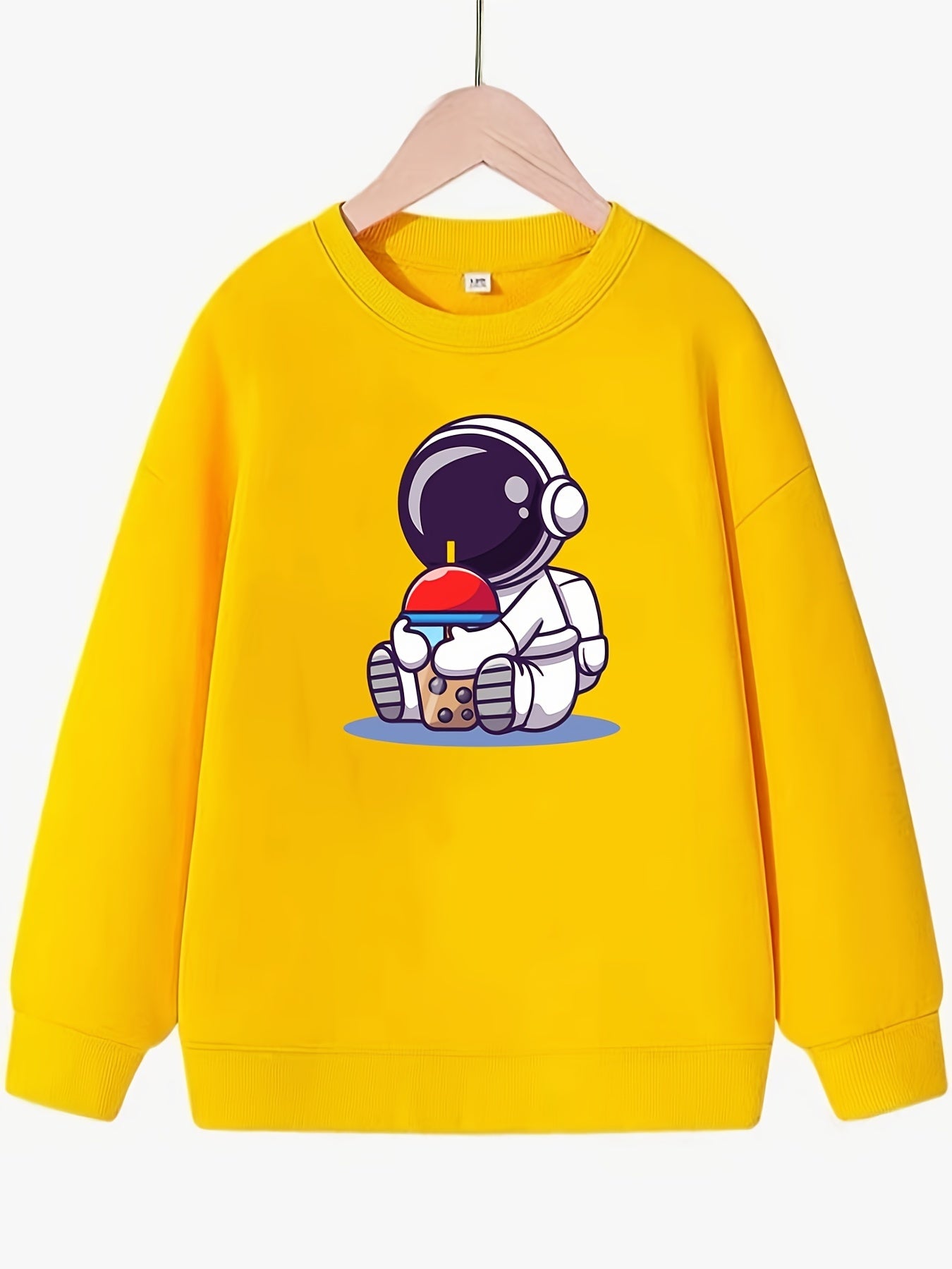 Girls Astronaut Bubble Tea Sweatshirt Long Sleeve Top
