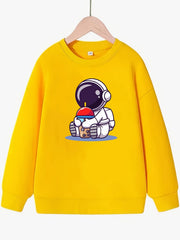 Girls Astronaut Bubble Tea Sweatshirt Long Sleeve Top
