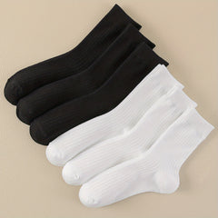 6 Pairs Comfy Mid Tube Solid Socks Women's Stockings & Hosiery