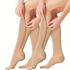 Copper Compression Socks Open Toe 10-20 mmHg Knee High Compression Socks