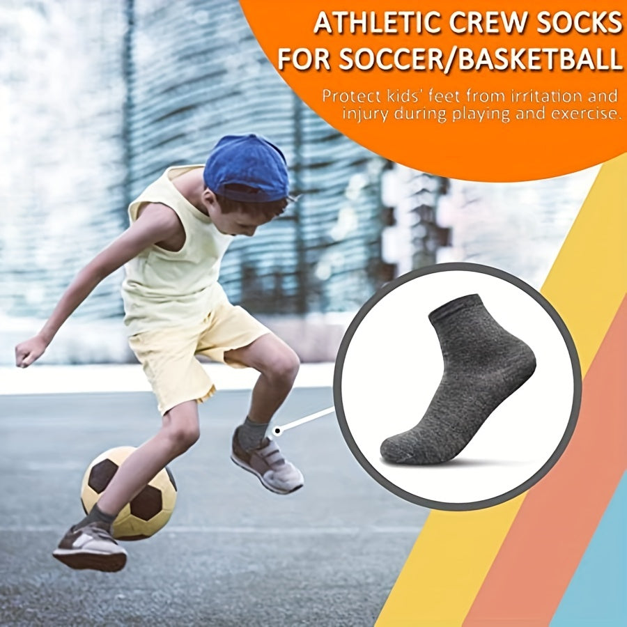 15 Pairs Boys Kids Crew Socks Breathable Casual Plain Children's Socks