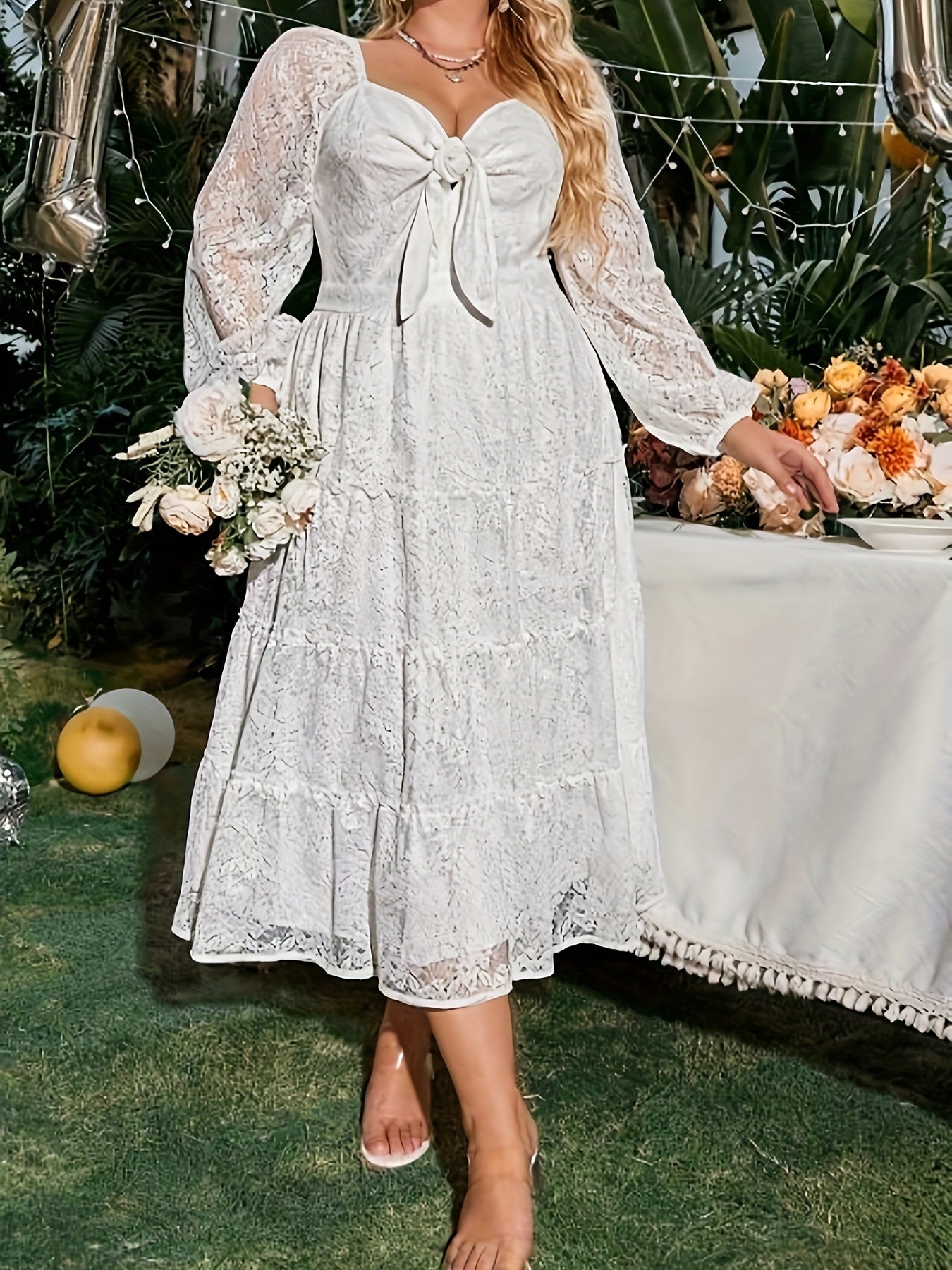 Lace Sleeve Maxi Evening Dress