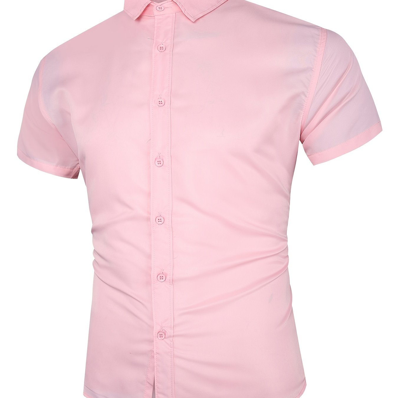 Pink Business Shirt Men's Short Sleeve Button Down Formal Shirt