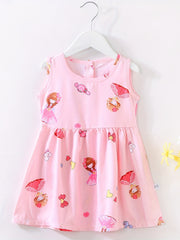 Girls Floral Cotton Silk Dress Princess Dress Kids Summer Sleep Dress