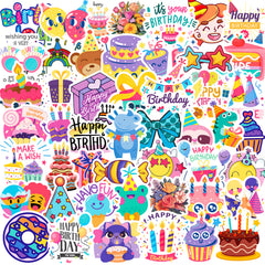 50pcs Happy Birthday Party Cartoon Graffiti Stickers Vinyl Waterproof Stickers