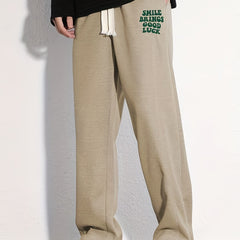 Cartoon Letter Print Joggers Men's Casual Loose Fit Pants