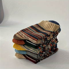 10 Pairs Striped Warm Crew Socks for Autumn Winter
