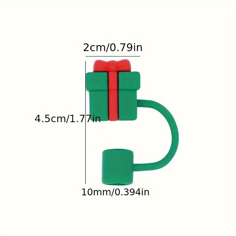 5pcs Christmas Cartoon Straw Covers, Reusable Dustproof Stoppers