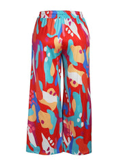 Wide Leg Trousers with Random Print