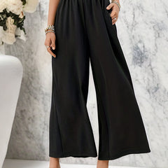 Ruffle Trim Wide Leg Pants Casual Loose Pants For Spring & Summer