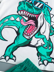 Boys Dino Casual Outfit T shirt & Shorts Kids Summer Clothes