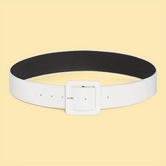 Bright PU Leather Wide Belt with Square Pin Buckle for Women