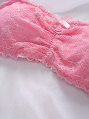 Lace Stitching Bandeau Bra Soft Stretch Strapless Bra Women's Lingerie