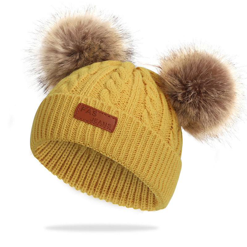 Double Ball Knitted Raccoon Hat