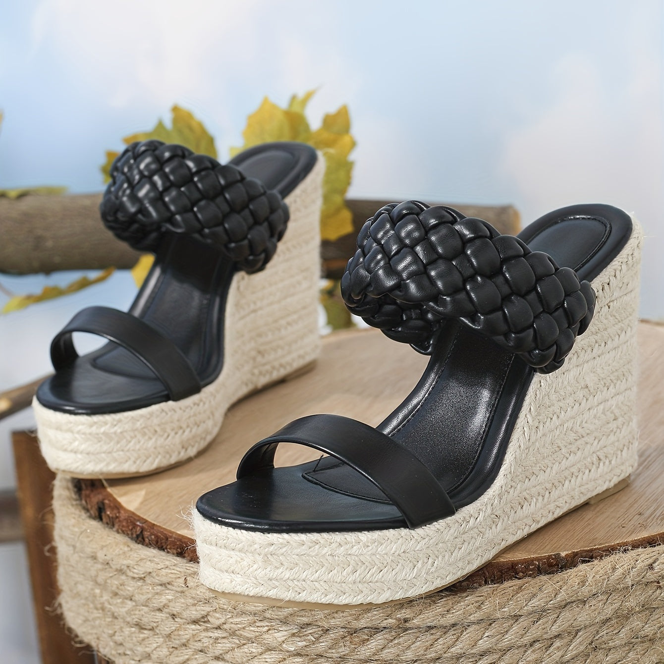 Women's Braided Strap Wedge Sandals