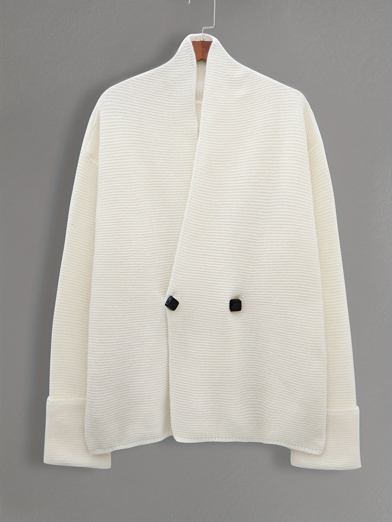 Casual Sweater Women's Plus Solid Button Long Sleeve V Neck