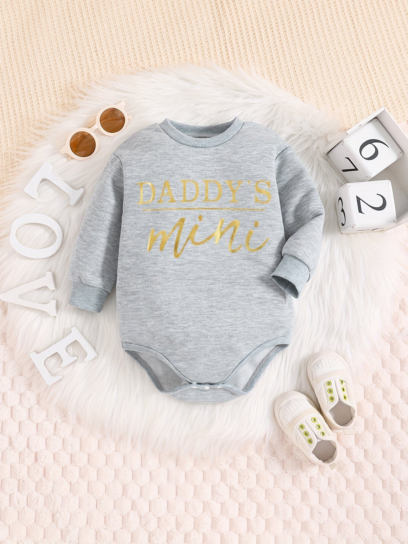 Baby Boy's Triangle Bodysuit with DADDY'S MINI Print
