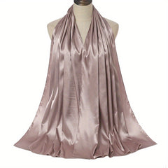 Satin Scarf Hijab Solid Shawl Head Wrap Sunscreen Turban Beach Towel