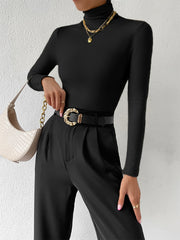 Solid Cowl Neck Sweater Long Sleeve Casual Women's Clothing