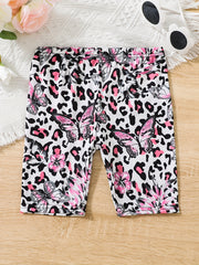 Toddler Girls Butterfly Graphic Elastic Waist Bike Shorts