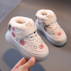Girl's LED Light Up High Top Skate Shoes with Plush Lining