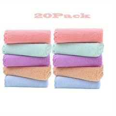 20pcs Microfiber Coral Fleece Washcloths 24.89x24.89 cm