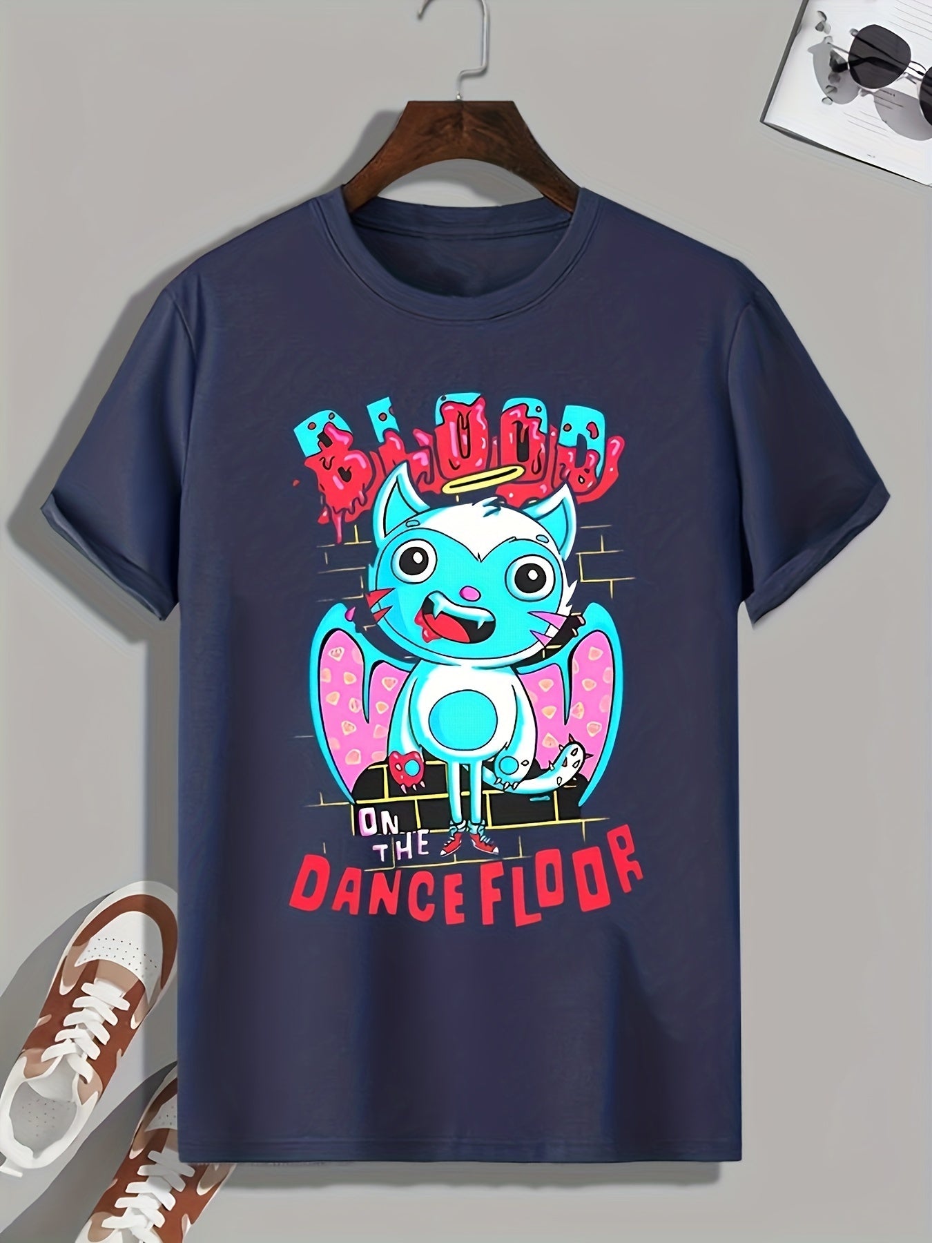 Cartoon Print Men's Graphic T-shirt for Summer