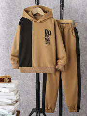 Boy's 2pcs Hoodie & Pants Set Long Sleeve Top Kids Clothes For Spring Fall
