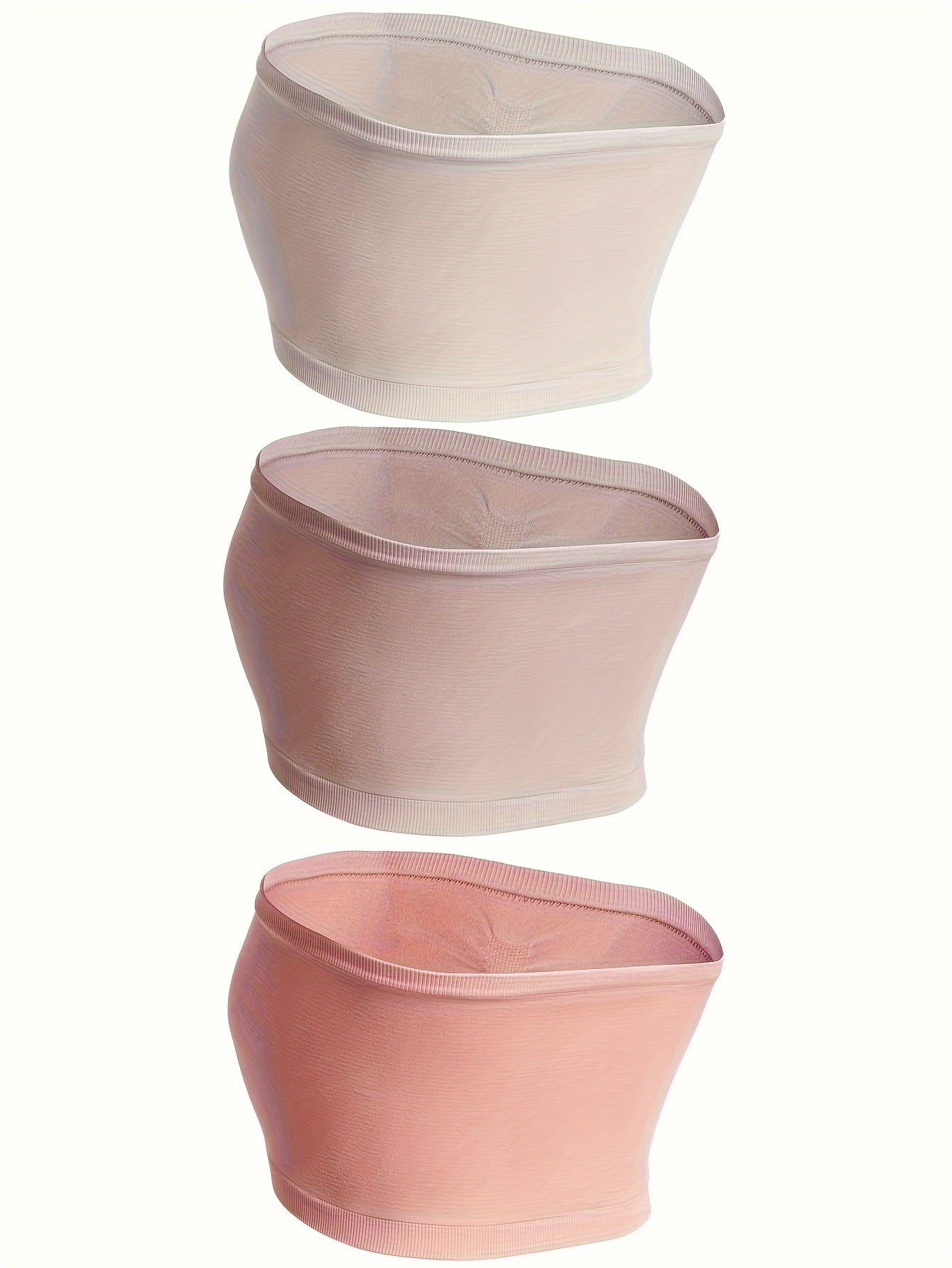 3pcs Strapless Bandeau Bras Soft Stretch Everyday Women's Lingerie