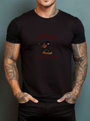Skateboarder & Mountain Print Men's Comfy T shirt Graphic Tee