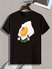 Cartoon Egg Print Men's Graphic T shirt for Summer