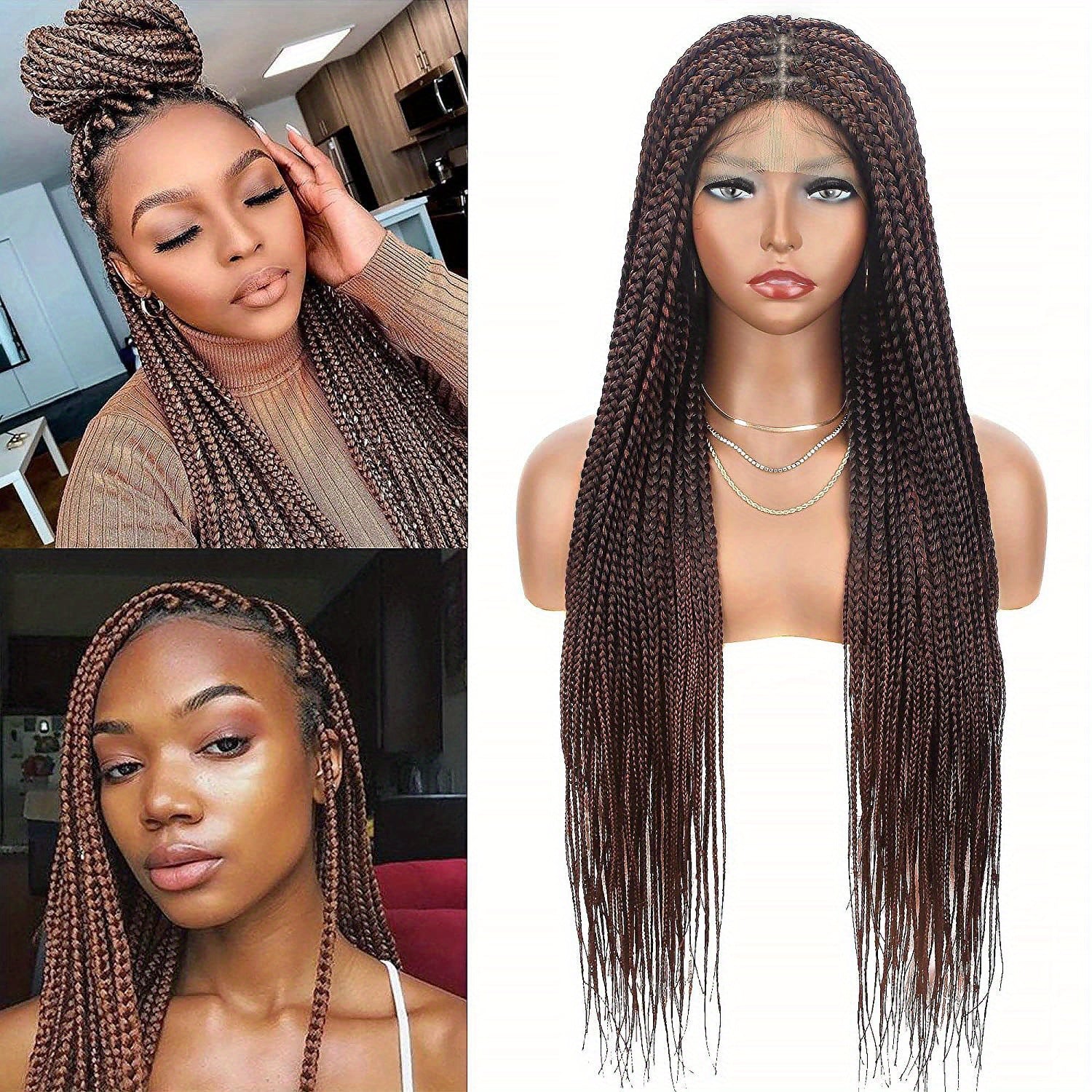 Double Lace Front Braided Wigs Knotless Cornrow Box Braids Wig with Baby Hair