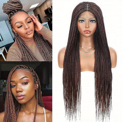 Double Lace Front Braided Wigs Knotless Cornrow Box Braids Wig with Baby Hair
